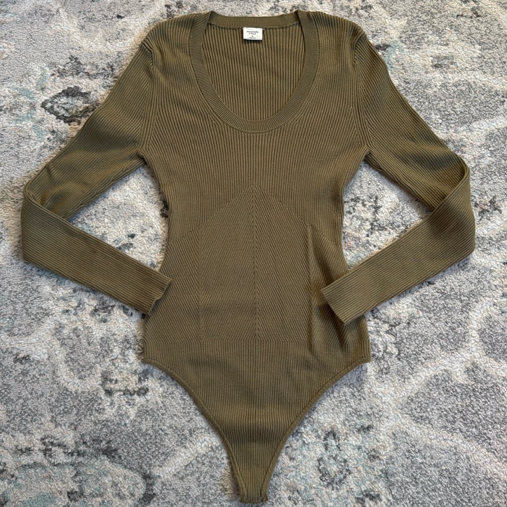 Abercrombie and Fitch Olive Green Sweater Bodysuit Size XL